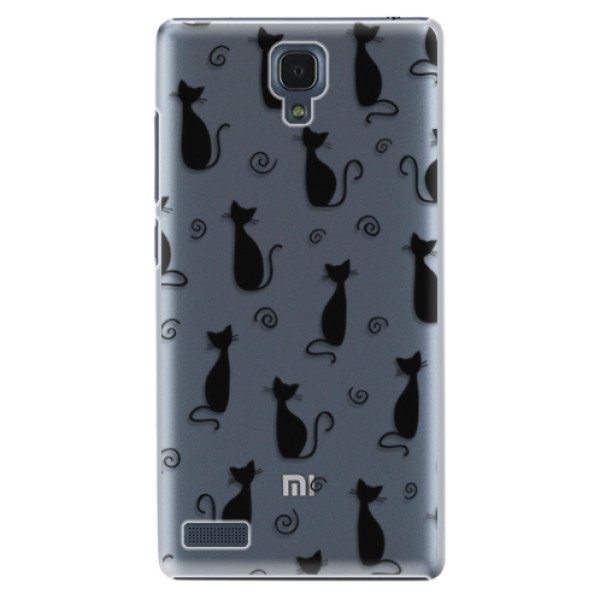 Plastové pouzdro iSaprio - Cat pattern 05 - black - Xiaomi Redmi Note